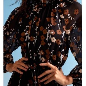 NWT Cynthia Rowley Blossom Black Floral Silk Maxi Dress Size Small
